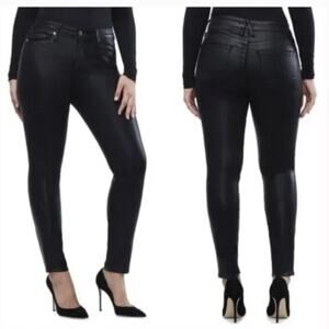 Good American Good Legs High Rise Coated Black Skinny Jeans Size 18